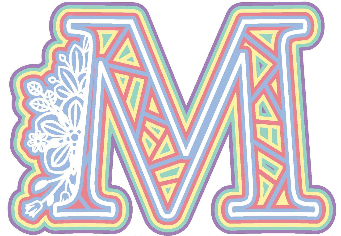 Laser Cut Wood Layered Flower Alphabet