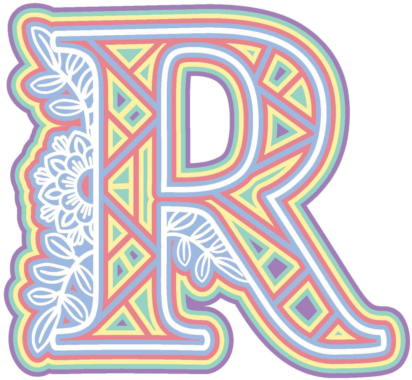 Laser Cut Wood Layered Flower Alphabet