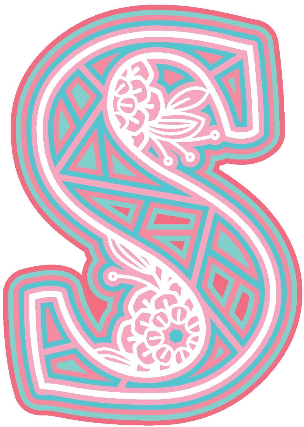 Laser Cut Wood Layered Flower Alphabet