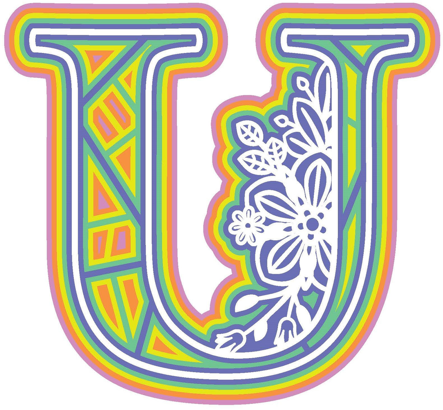 Laser Cut Wood Layered Flower Alphabet