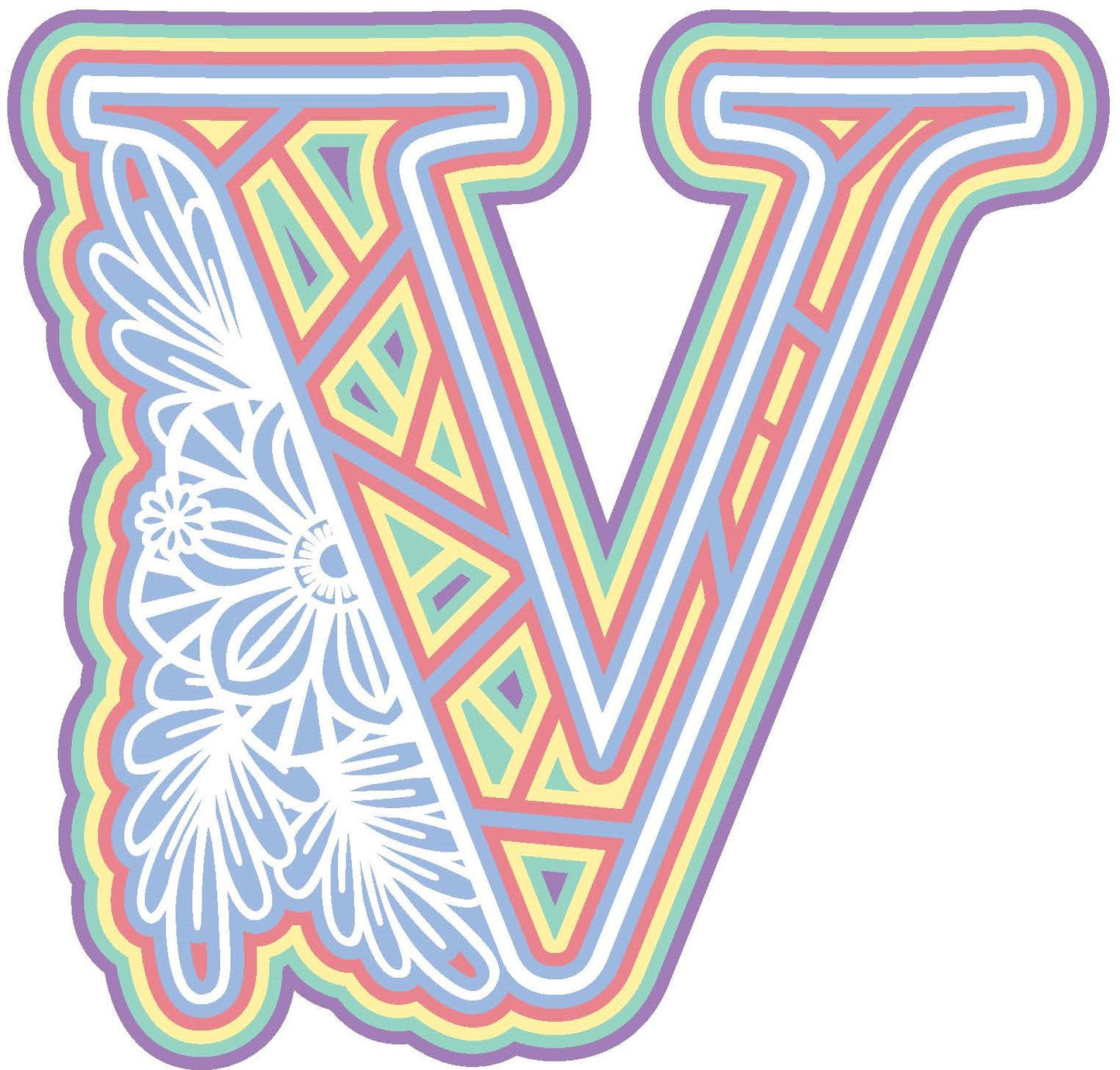 Laser Cut Wood Layered Flower Alphabet