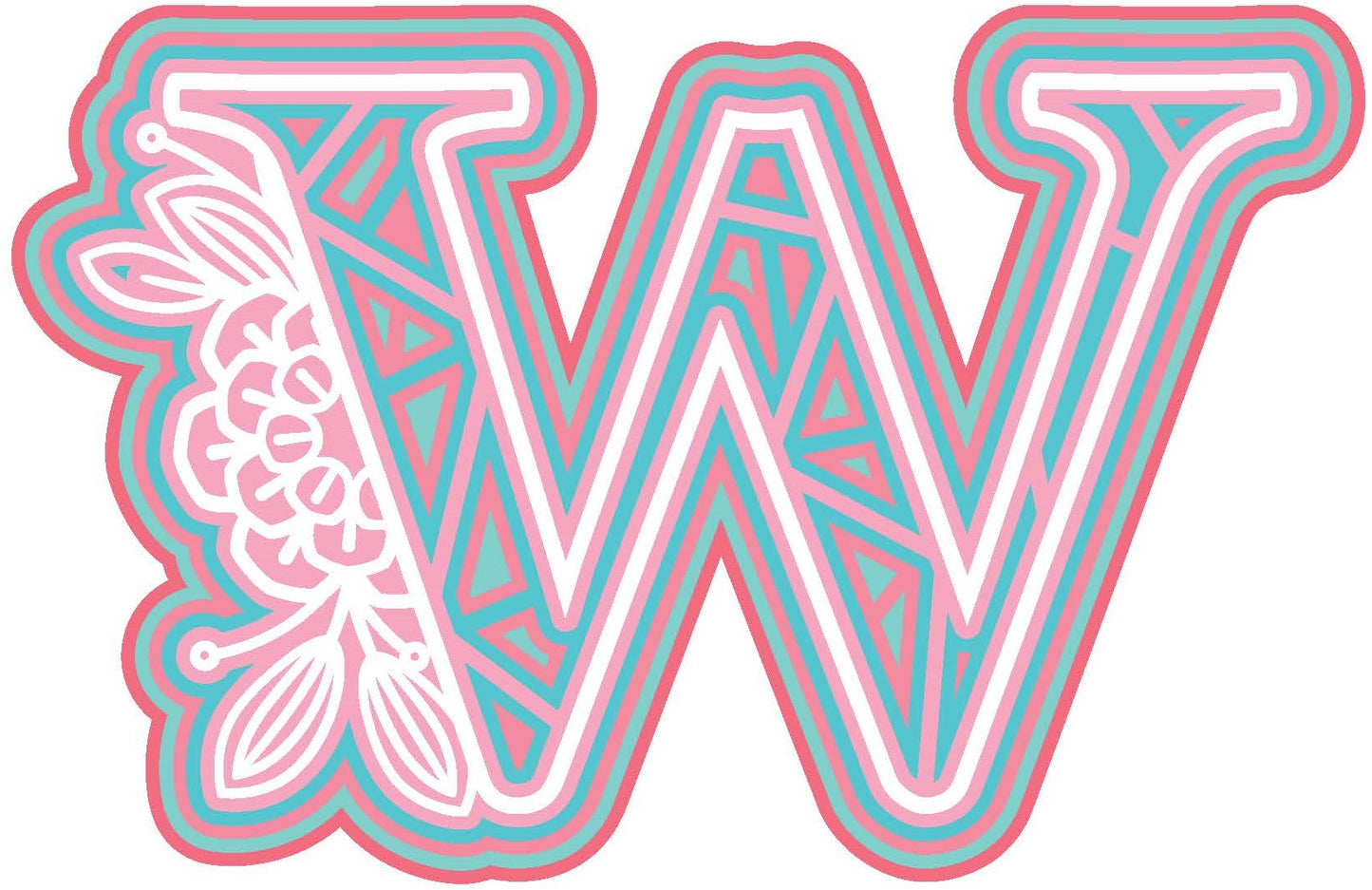 Laser Cut Wood Layered Flower Alphabet