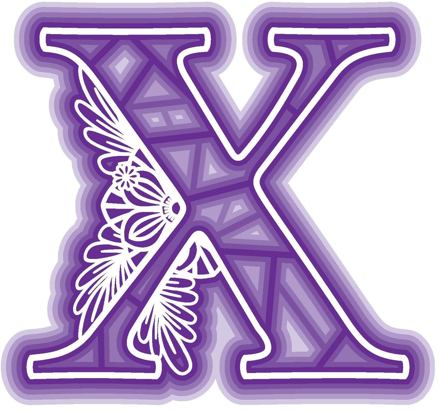 Laser Cut Wood Layered Flower Alphabet