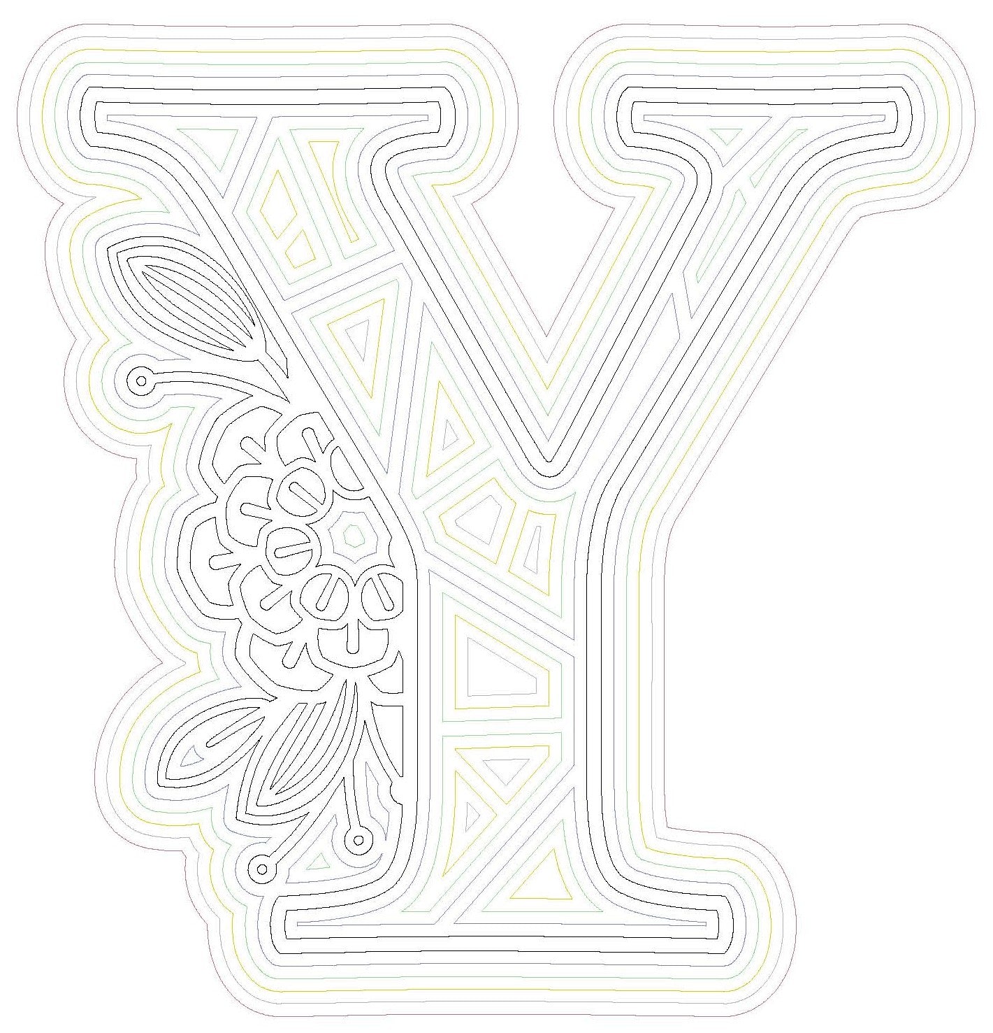 Laser Cut Wood Layered Flower Alphabet