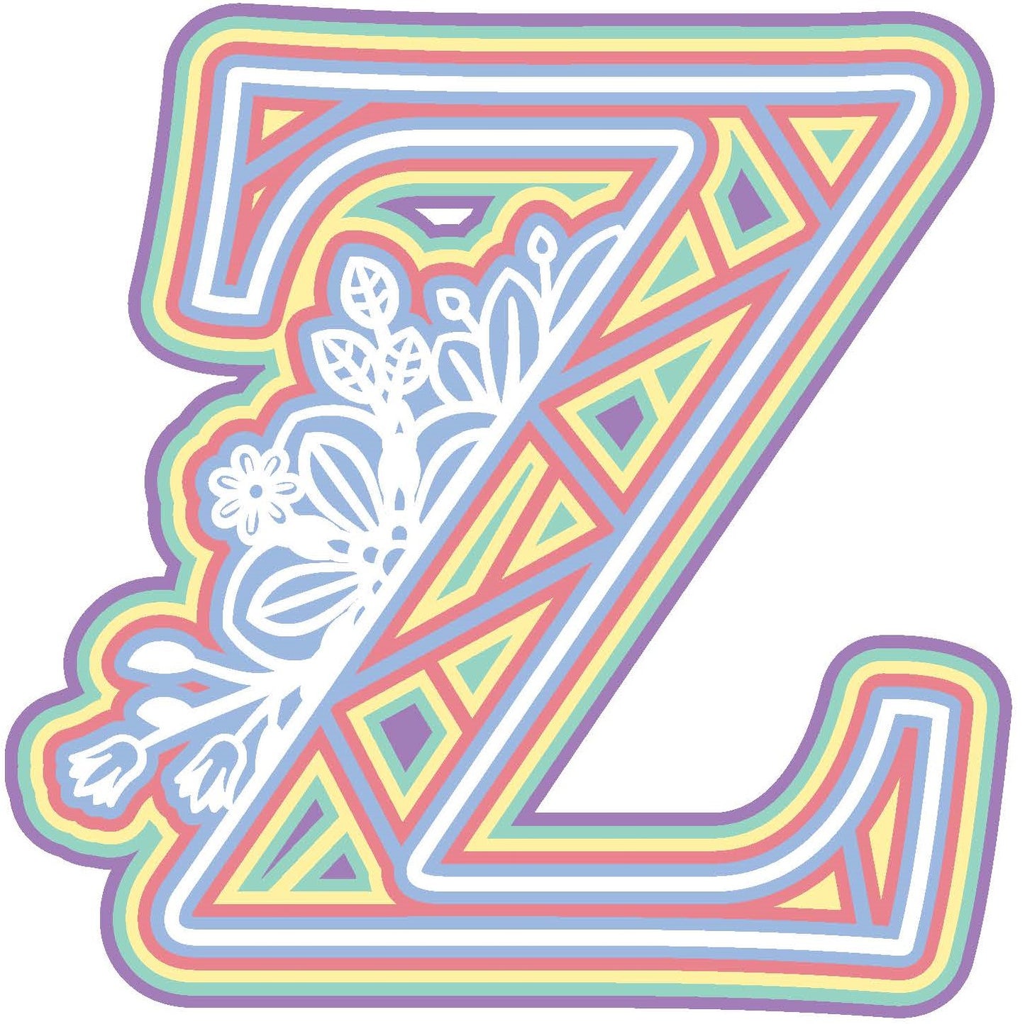 Laser Cut Wood Layered Flower Alphabet