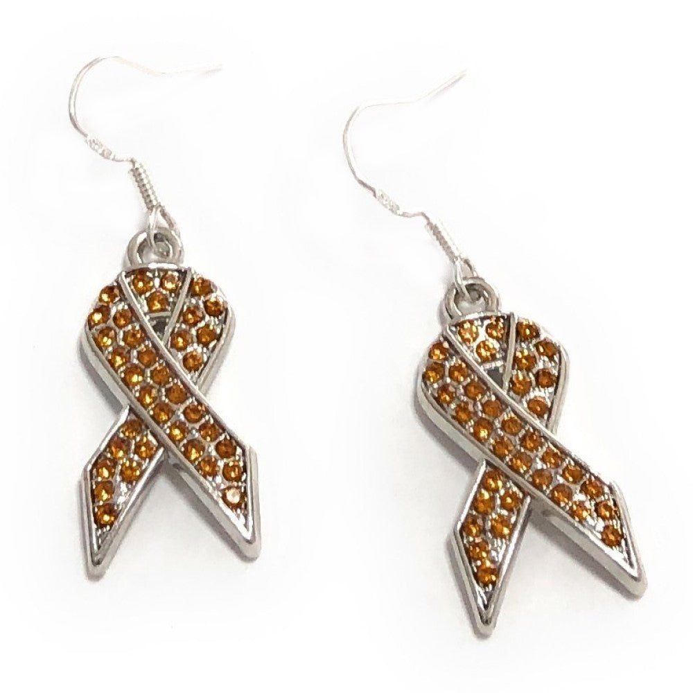 Rhinestones Cancer Ribbon Dangles