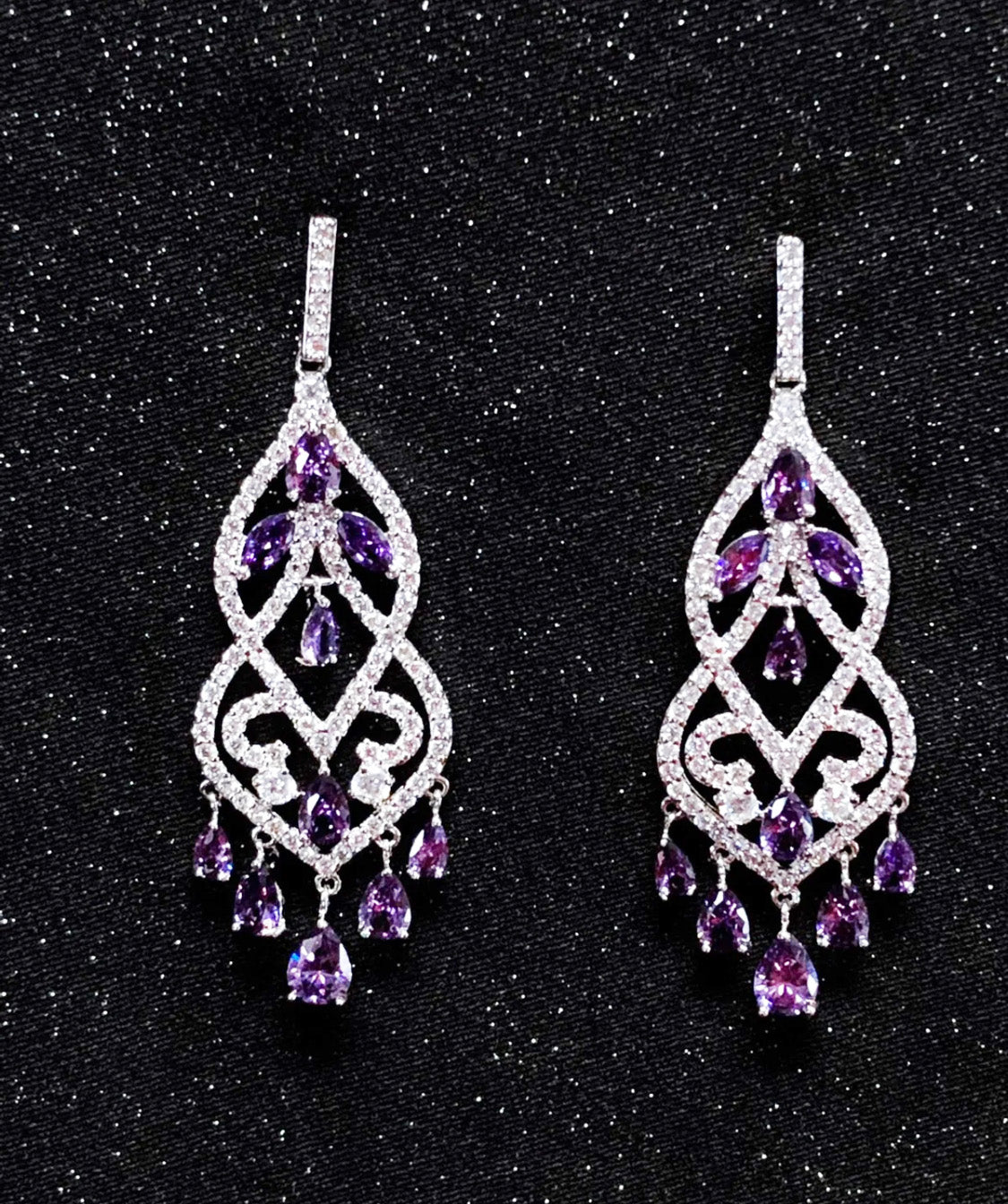 Sterling Silver Chandelier Lab Created Sapphire Earrings