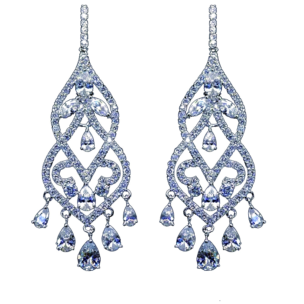Sterling Silver Chandelier Lab Created Sapphire Earrings