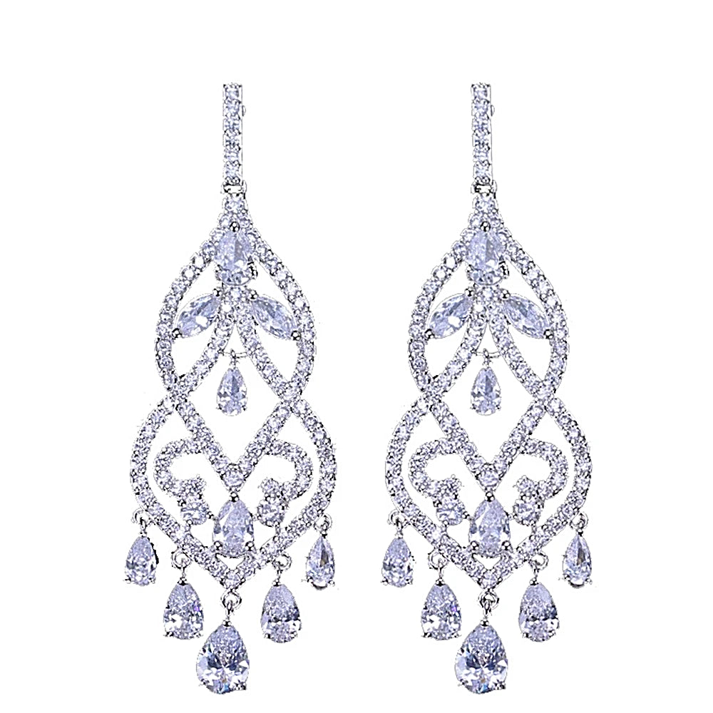 Sterling Silver Chandelier Lab Created Sapphire Earrings