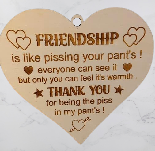Laser Cut Wood Friendship Heart Decor