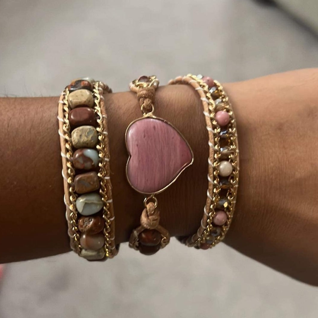 Pink Heart Wrap Bracelet