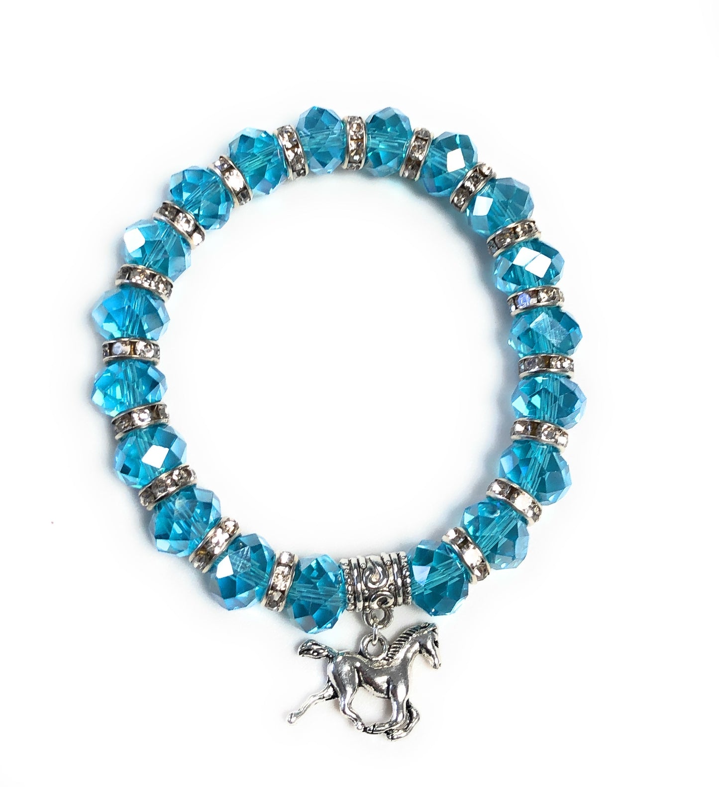 Hand Beaded Blue Horse Bracelet