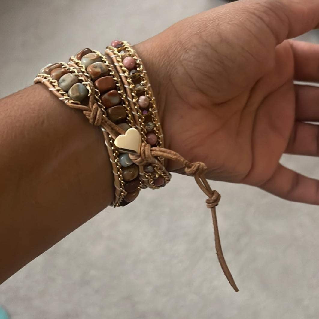 Pink Heart Wrap Bracelet