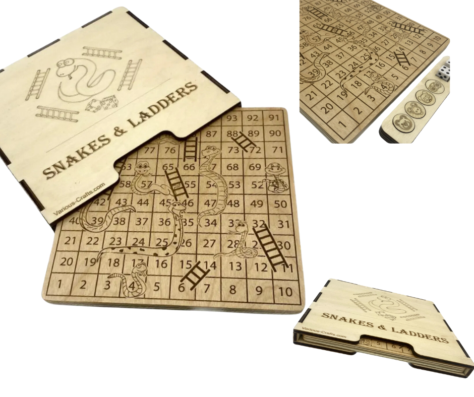 Laser Cut Wood Snakes and Ladders
