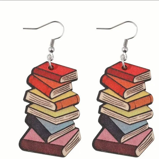 Colored Book Stack Earrings
