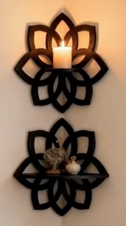Laser Cut Lotus Glow Wall Shelves