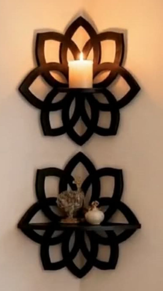 Laser Cut Lotus Glow Wall Shelves