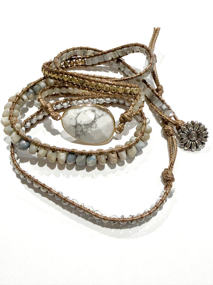 Howlite 5 Row Wrap Bracelet