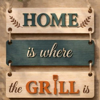 Laser Cut Wood Home is where the Grill is