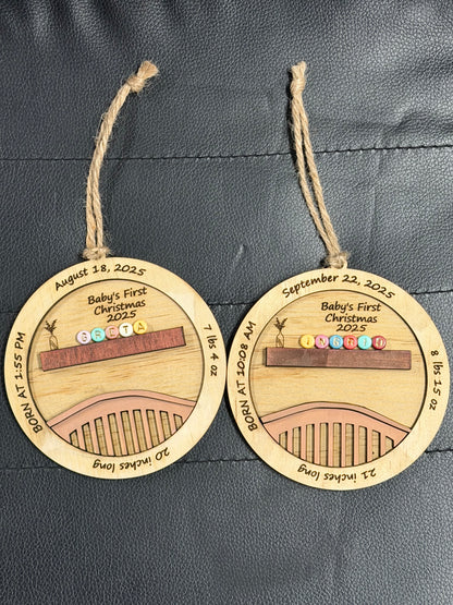 Laser Cut Wood Baby’s First Christmas Wood Ornament