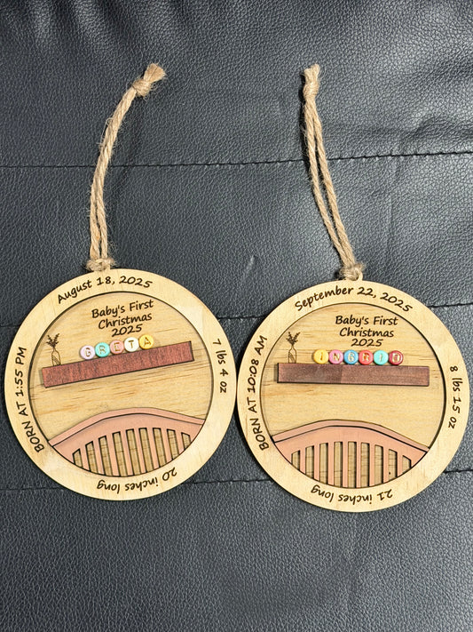 Laser Cut Wood Baby’s First Christmas Wood Ornament