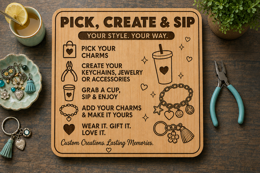 Laser Cut Wood Pick, Create & Sip