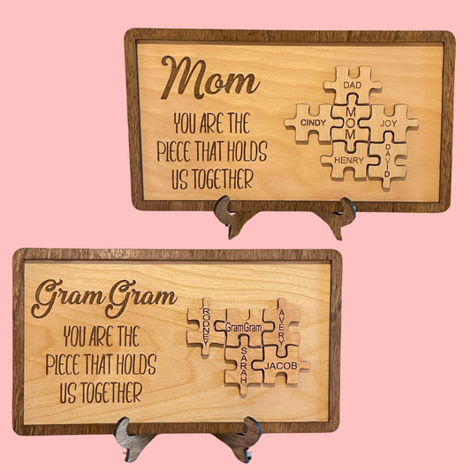 Laser Cut Wood Mother’s Day Puzzle Plaque