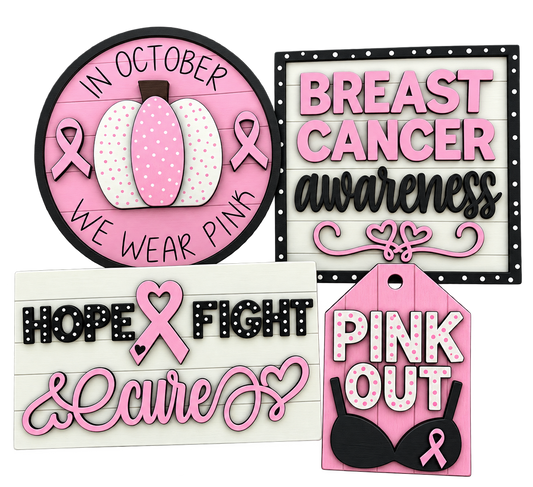 Breast Cancer Tiered Tray Set