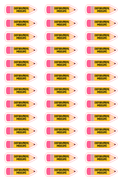 Planner Stickers - Department Meeting - Teacher