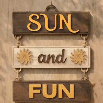 Laser Cut Wood Sun and Fun