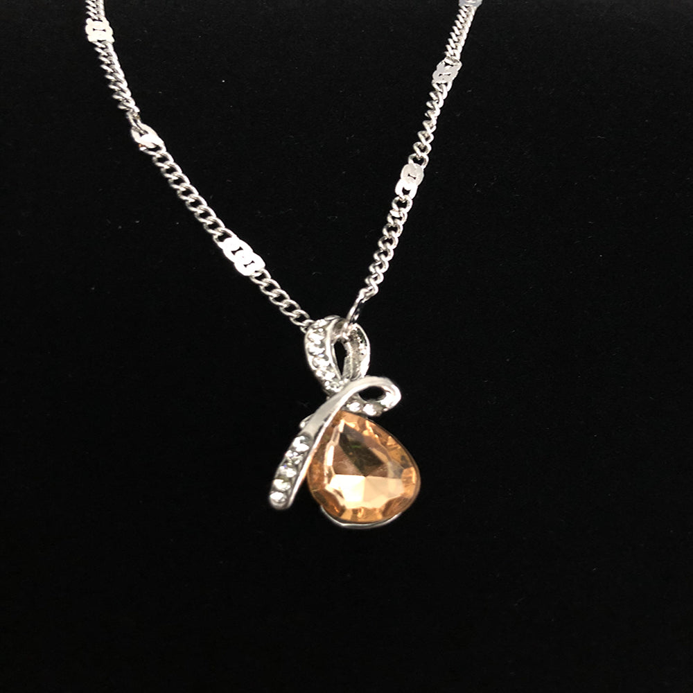 Teardrop "Eternal Love" Austrian Crystal Pendant Necklace