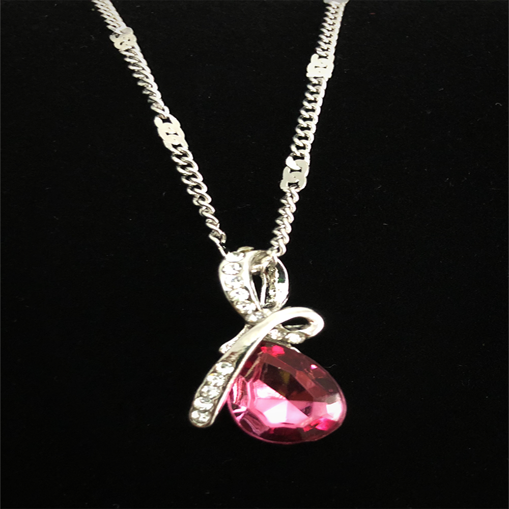 Teardrop "Eternal Love" Austrian Crystal Pendant Necklace