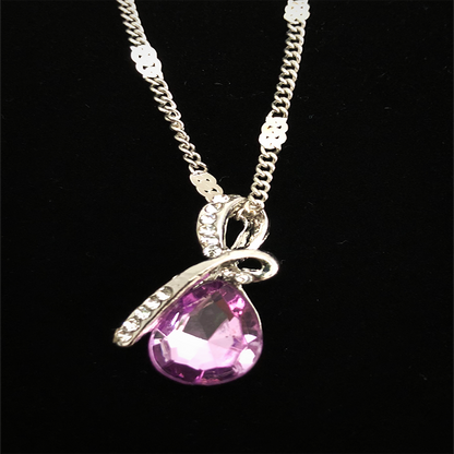 Teardrop "Eternal Love" Austrian Crystal Pendant Necklace
