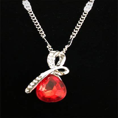 Teardrop "Eternal Love" Austrian Crystal Pendant Necklace