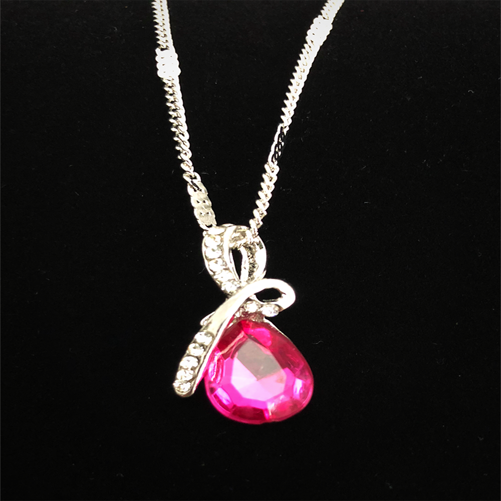 Teardrop "Eternal Love" Austrian Crystal Pendant Necklace