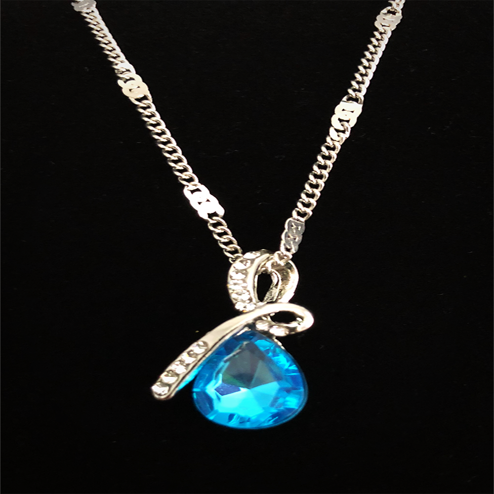 Teardrop "Eternal Love" Austrian Crystal Pendant Necklace