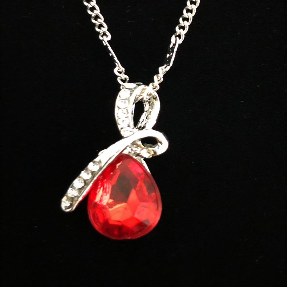 Teardrop "Eternal Love" Austrian Crystal Pendant Necklace