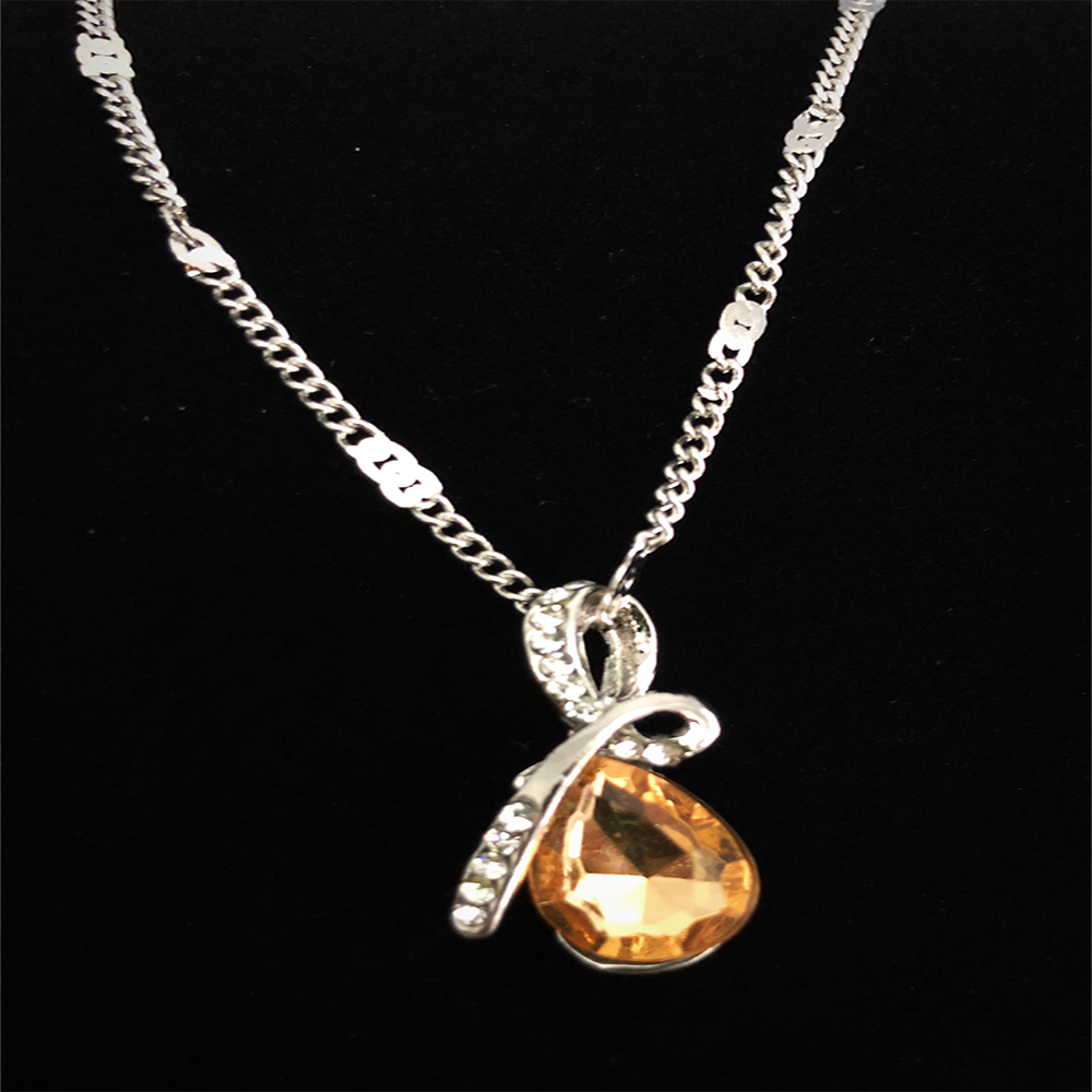 Teardrop "Eternal Love" Austrian Crystal Pendant Necklace