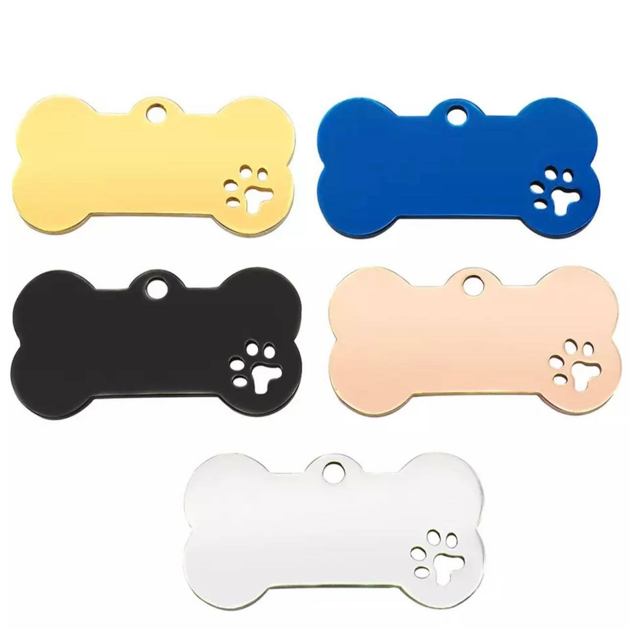 Stainless Steel Paw Cutout Engravable Custom Tags