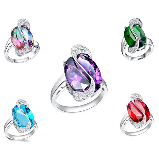 Stimulated Precious Ring accented with Austrian Crystals