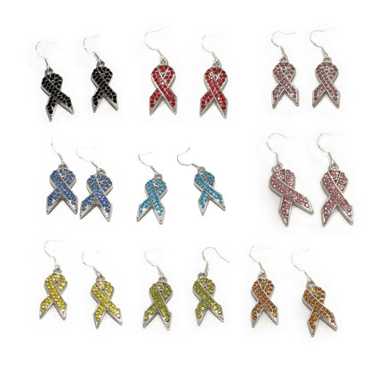 Rhinestones Cancer Ribbon Dangles