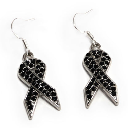 Rhinestones Cancer Ribbon Dangles