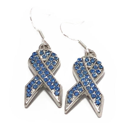 Rhinestones Cancer Ribbon Dangles