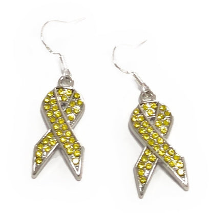 Rhinestones Cancer Ribbon Dangles