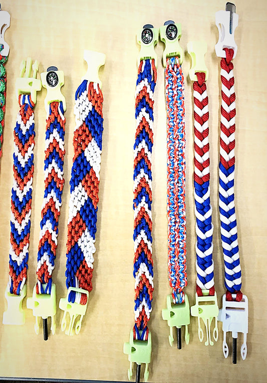 Paracord RED, WHITE, & Blue Bracelets