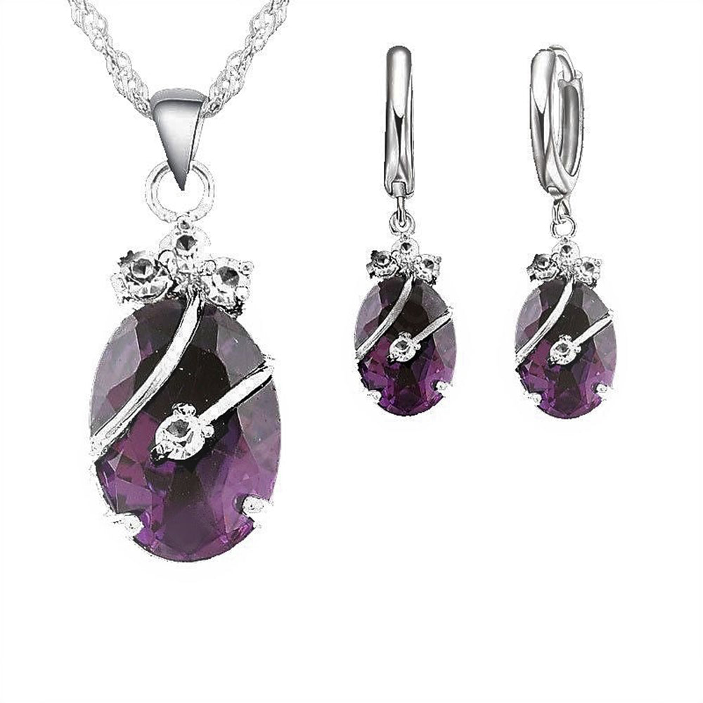 Sterling Silver Water Drop Austrian Crystals Set