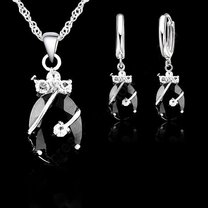 Sterling Silver Water Drop Austrian Crystals Set