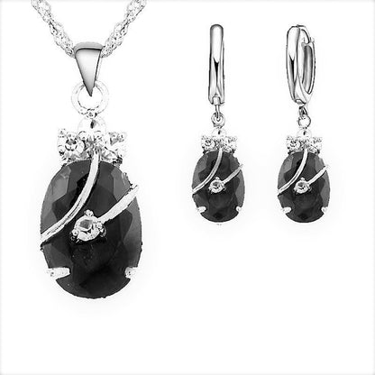 Sterling Silver Water Drop Austrian Crystals Set