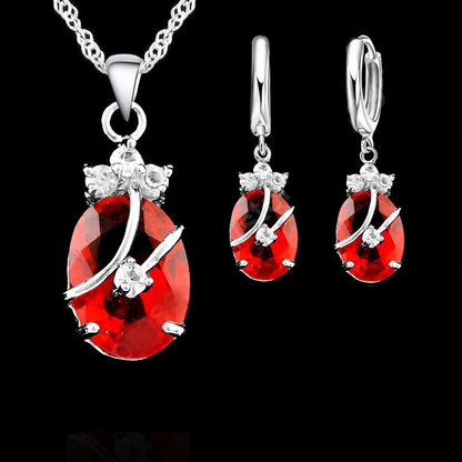 Sterling Silver Water Drop Austrian Crystals Set