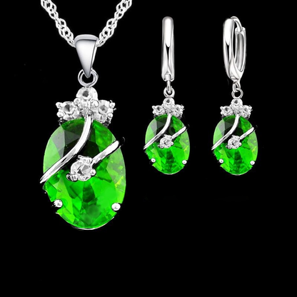 Sterling Silver Water Drop Austrian Crystals Set